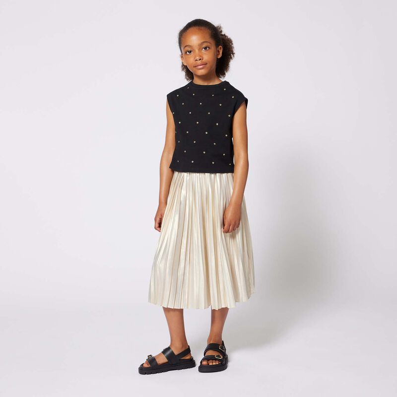 Michael Kors Pleated Voile Gold Midi Skirt 4Y - 10Y image number 3